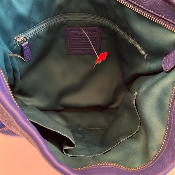 Designer Coach Vintage Midnight Blue Leather Hobo Handbag - Picture 8 of 10